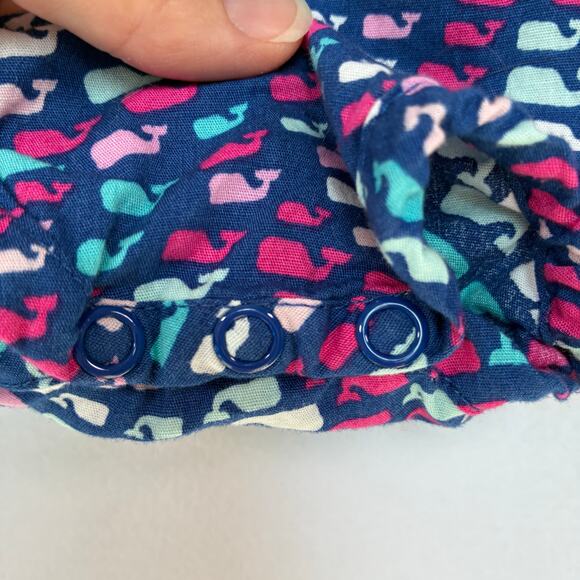 Vineyard Vines Baby Girl Tiered Ruffles Romper 12m Multicolor Whale Print Ocean - Picture 4 of 5